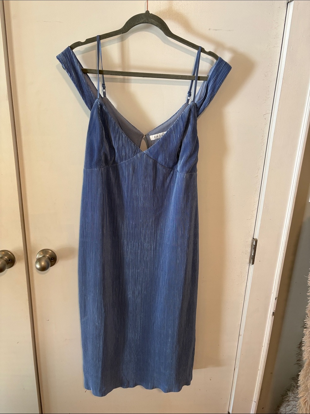 Blue Pleated Slip Dress